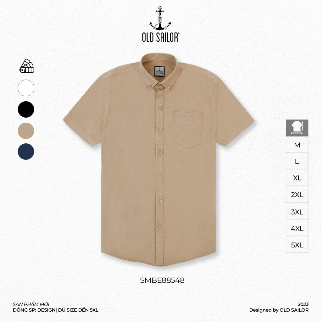 Áo sơ mi nam tay ngắn OldSailor - O.S.L KAKI SHIRT - 88548 - Big size upto 5XL