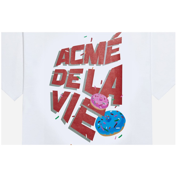 [SALE SAMPLE LIVESTREAM] Áo thun ngắn tay cổ tròn ADLV Red Big Logo Donut White Trắng ADLV Unisex