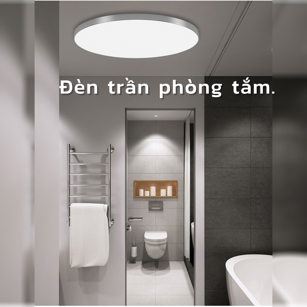 Đèn led âm trần tròn 3 màu 40W, kiểu dáng mỏng, màu trắng tinh khiết, ánh sáng trắng, màu ấm.