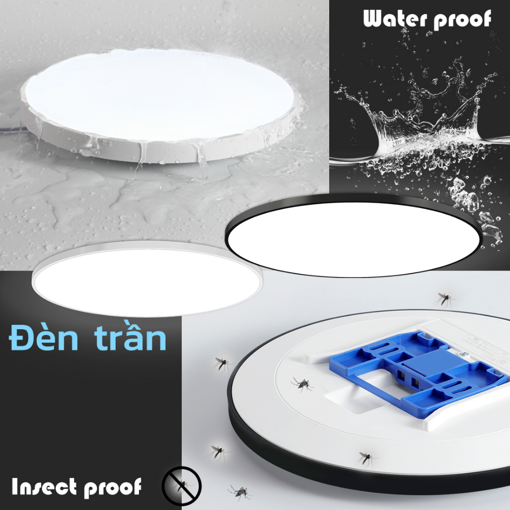 Đèn led âm trần tròn 3 màu 40W, kiểu dáng mỏng, màu trắng tinh khiết, ánh sáng trắng, màu ấm.