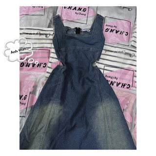 đầm maxi jean hở eo