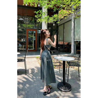 đầm maxi jean hở eo