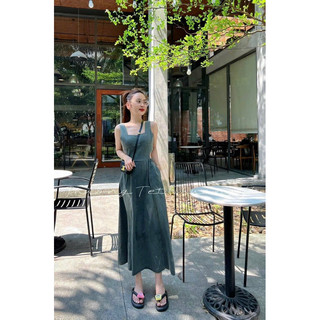 đầm maxi jean hở eo