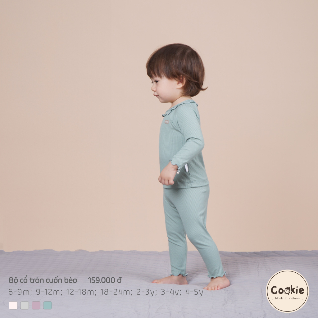 [COOKIE] Bộ dài tay cổ tròn viền bèo cho bé gái từ 6-9m đến 4-5y