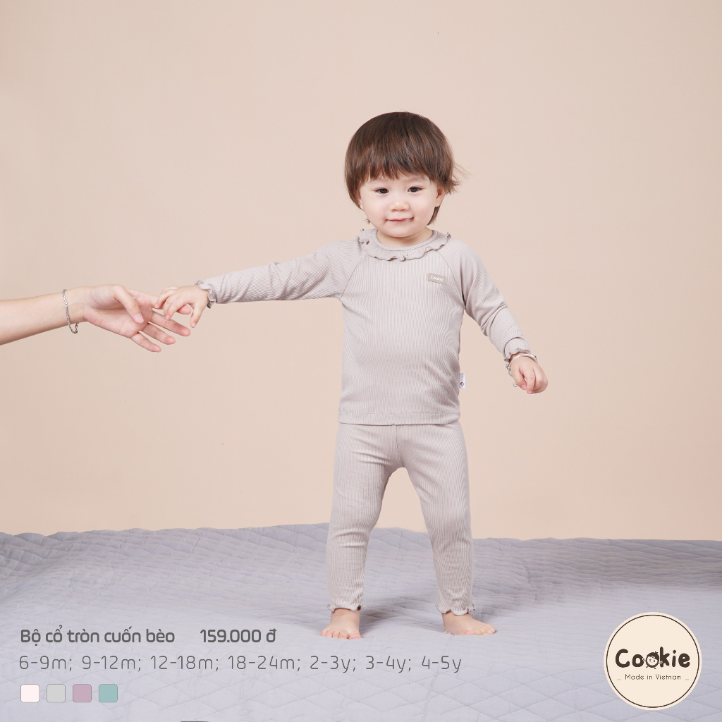 [COOKIE] Bộ dài tay cổ tròn viền bèo cho bé gái từ 6-9m đến 4-5y