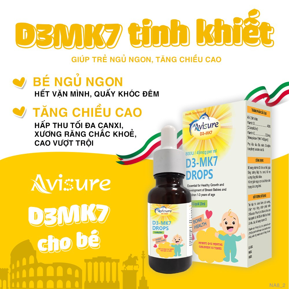 Tích điểm - Combo sơ sinh bộ ba Avisure D3MK7, DHA, Probiotic cho bé ngủ ngon, thông minh, tiêu hoá tốt, đề kháng khoẻ