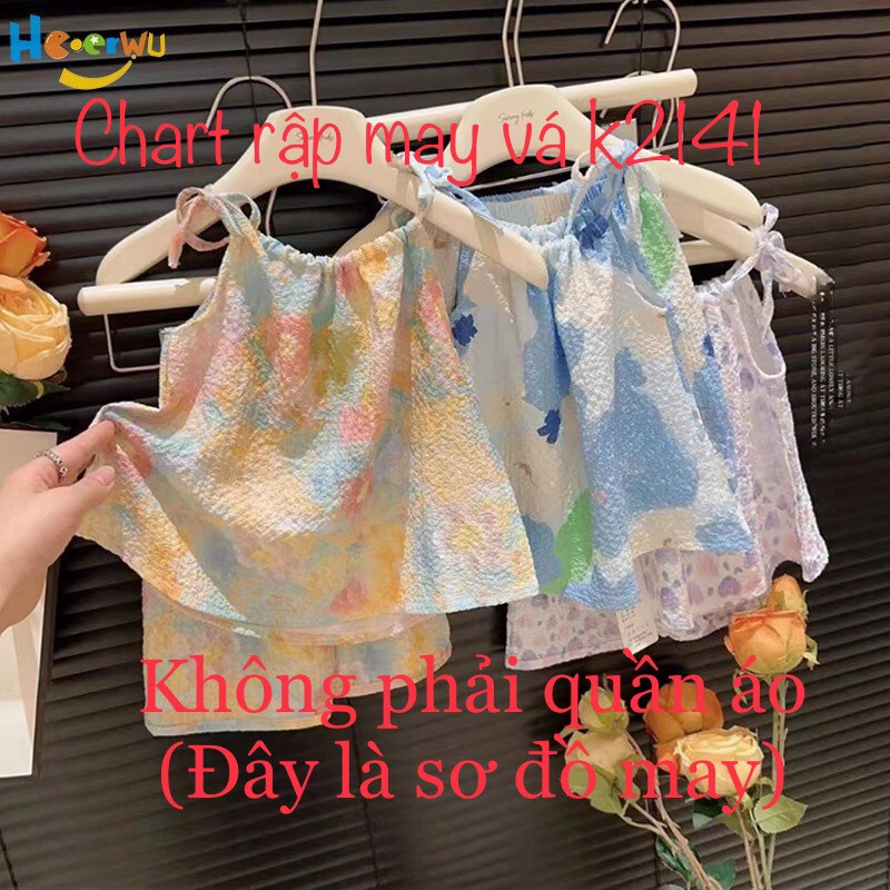 Rập Bộ Đồ Bé Gái Áo 2 Dây Quần Dài Bé Gái Mã K2141