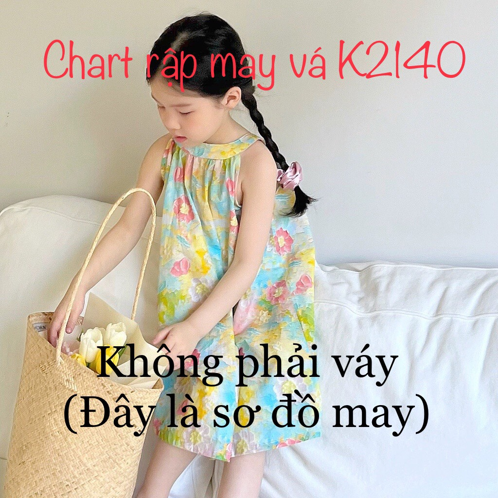 Rập Váy Cổ Tròn Khoét Lưng Nách Bé Gái Mã K2140 (Rập Giấy Đầm Trẻ Em)
