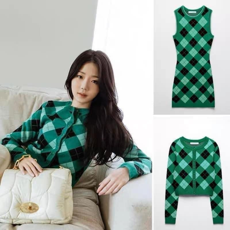 Áo Khoác Len Cardigan , áo khoác len ZR Hoạ Tiết Kẻ Caro ( od QC l1) -Tinahouse.2021