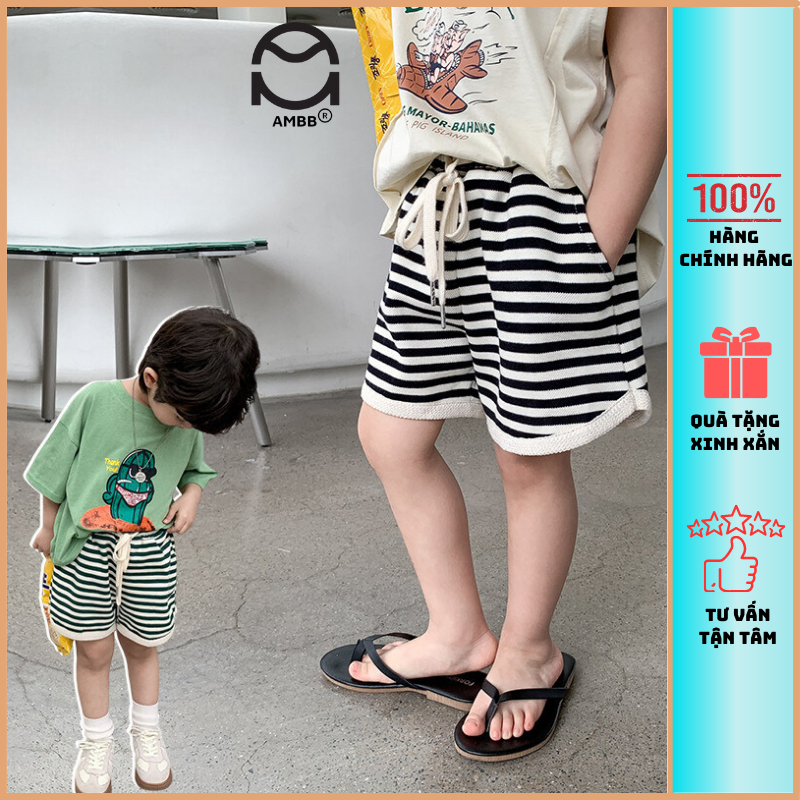 Quần đùi cho bé trai Ambb.kids, quần short chất cotton thô thoáng mát, giúp bé thoải mái vận động, thấm hút mồ hôi tốt