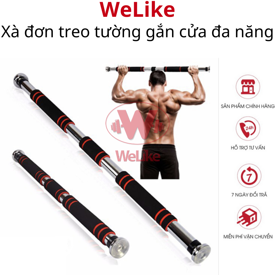 Xà đơn treo tường Welike - Xà đơn gắn cửa gắn tường đa năng tập gym thể hình Thanh xà đơn treo tường nhiều cỡ 60-150cm