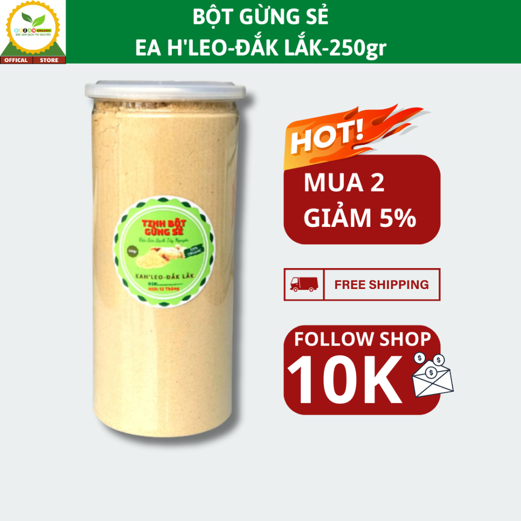 Tinh bột gừng sẻ nguyên chất organic 250g xuất xứ Đắk lắk tăng cường miễn dịch tốt cho sức khỏe