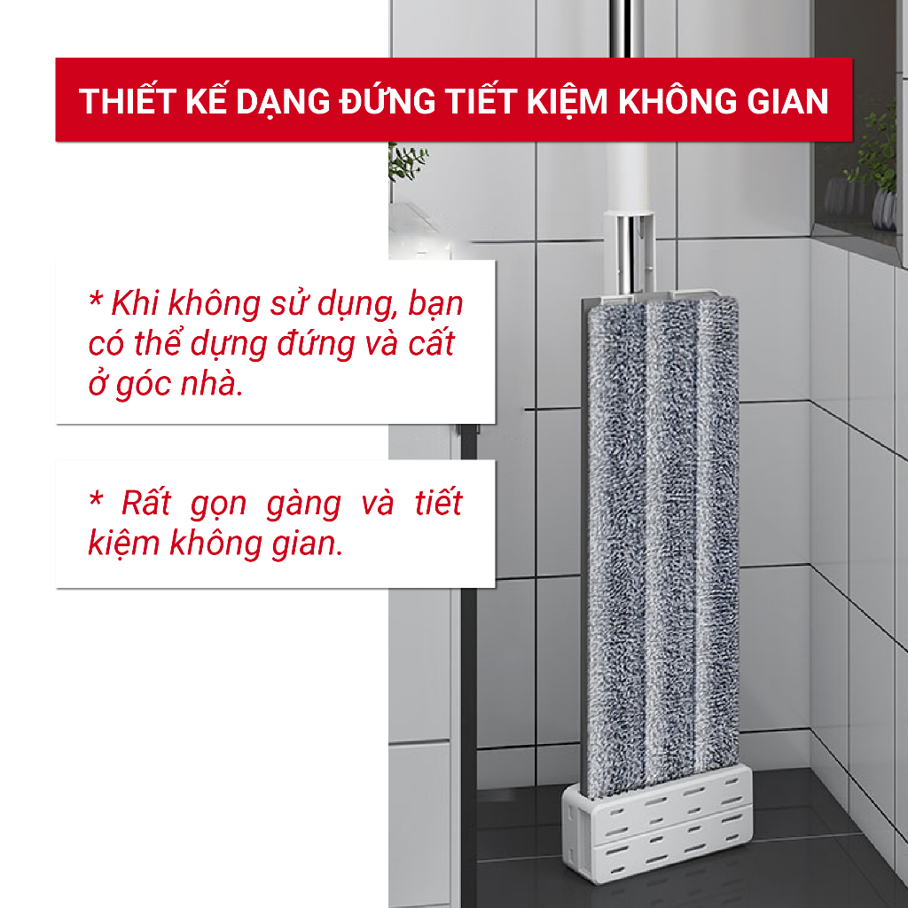 Chổi Lau Nhà Tự Vắt Thông Minh V1-45 Chổi Lau Nhà 360 Độ Bàn Lau 45cm Có Con Lăn Trợ Lực