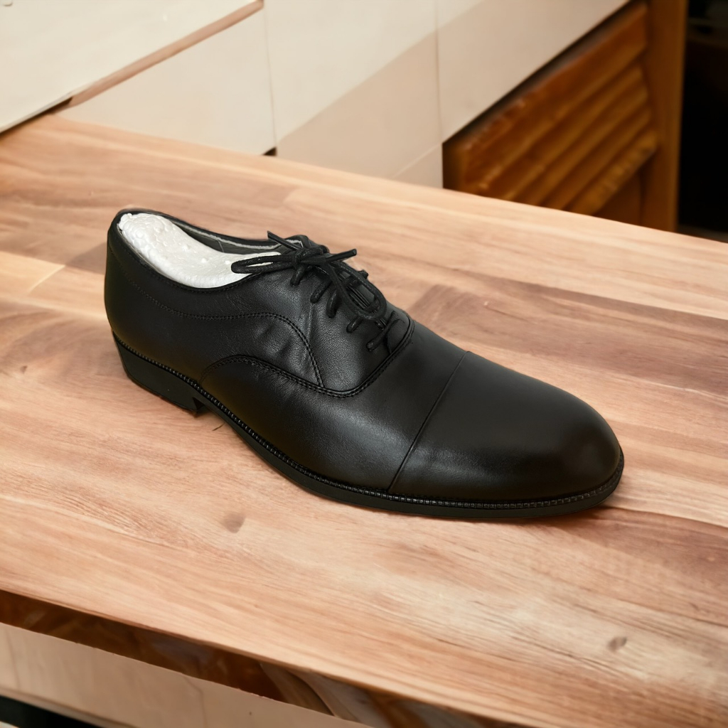 Giày Buộc Dây OXFORD Da Bò Thật, Lót Giày Thoáng Khí, Phong Cách CLASSIC Công Sở Basic 362 ĐEN