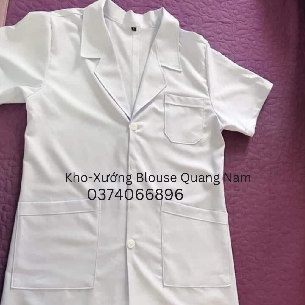 Áo Blouse Bác Sĩ Dài Tay Cao Cấp, Vải Cotton Dày Dặn - Dáng Dài Nam/Nữ - Đồng Phục Y Tế