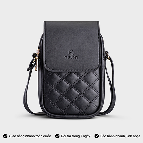 Túi đeo chéo da nữ mini chỉ nổi hình thoi YUUMY YN150