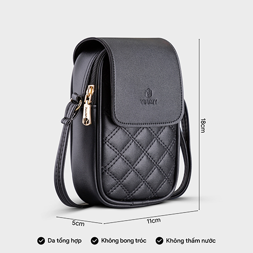 Túi đeo chéo da nữ mini chỉ nổi hình thoi YUUMY YN150