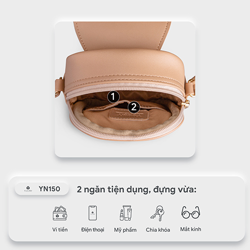 Túi đeo chéo da nữ mini chỉ nổi hình thoi YUUMY YN150
