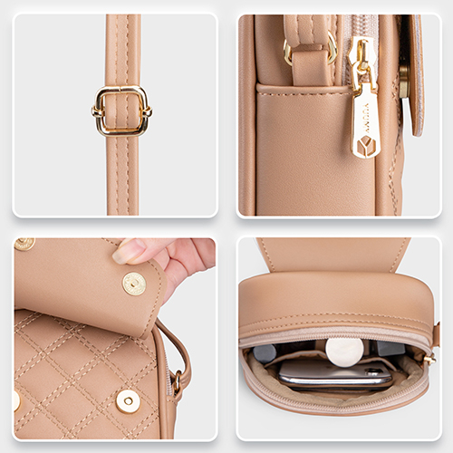 Túi đeo chéo da nữ mini chỉ nổi hình thoi YUUMY YN150