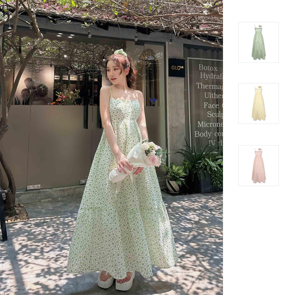 Đầm Nữ Maxi Tent Scrunchies Extra, Chất Vải Vải Xốp Hoa Nổi Thoải Mái, WDD031, SOMEHOW
