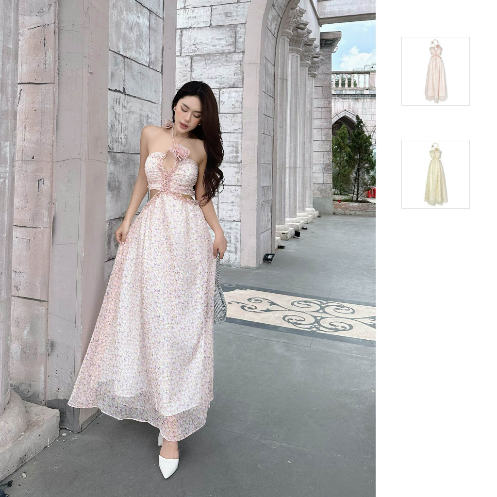 Đầm Nữ Dài Cutout Spring Gown, Chất Vải Tơ Hàn Lót Lụa Thoải Mái, WDD036, SOMEHOW