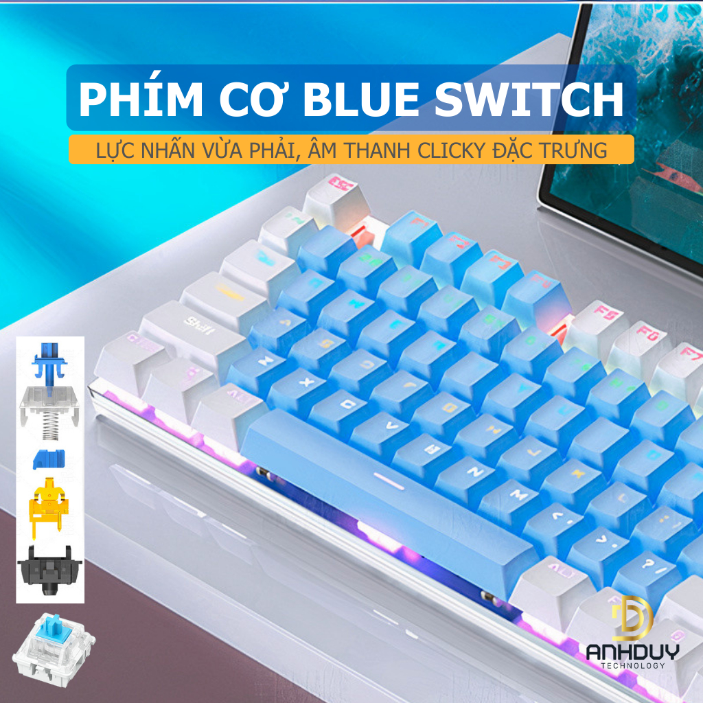 Bàn phím cơ gaming ZK3 104 phím blue switch Led RGB tùy chỉnh nhiều chế độ chuyên chơi game - Hàng chính hãng