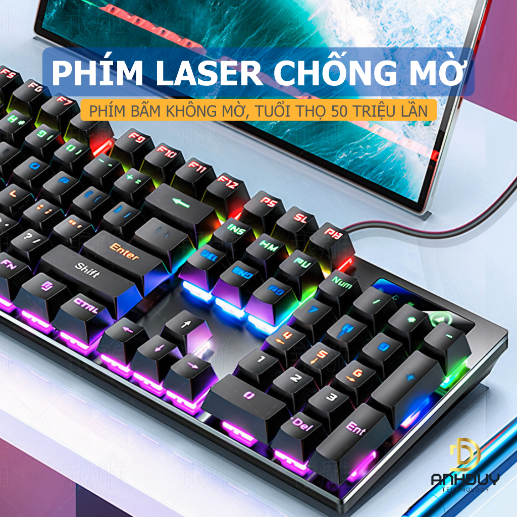 Bàn phím cơ gaming ZK3 104 phím blue switch Led RGB tùy chỉnh nhiều chế độ chuyên chơi game - Hàng chính hãng