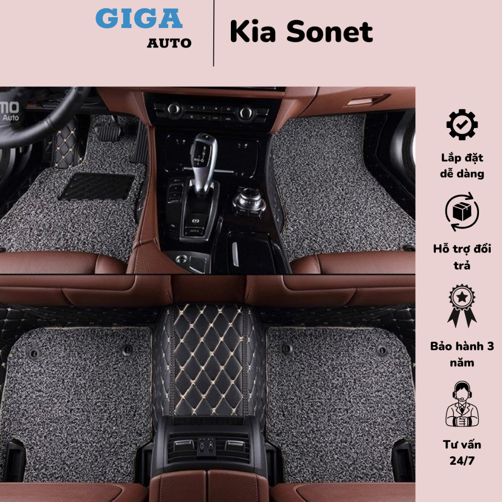 Thảm lót sàn ô tô Kia Sonet 5D 6D 2021-2023 bảo hành 3 năm, dễ dàng lắp đặt, ôm khít phom xe an toàn khi sử dụng