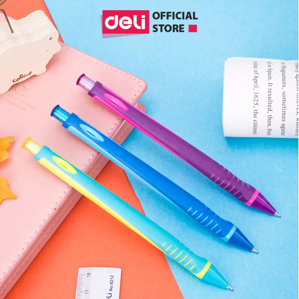 Bút chì kim Deli - 0.5mm/0.7mm - Kèm đầu tẩy xóa - Nhiều màu sắc, họa tiết có đệm bảo vệ tay - Màu ngẫu nhiên hoạt hình