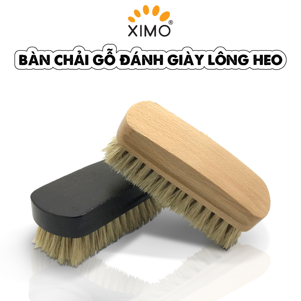 Bàn chải gỗ đánh giày lông heo thật XIMO (XBCDG04)