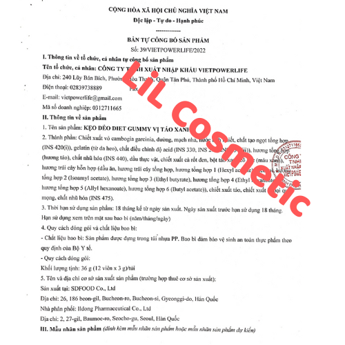 Kẹo Táo Giảm Cân Myni Selfcare Diet Gummy ILDONG Hàn Quốc Gói 12 Viên Giảm Mỡ, Thèm Ăn.