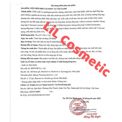 Kẹo Táo Giảm Cân Myni Selfcare Diet Gummy ILDONG Hàn Quốc Gói 12 Viên Giảm Mỡ, Thèm Ăn.