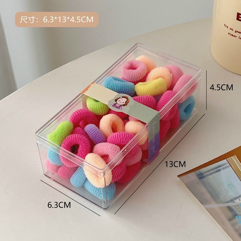 MVP3219 Hộp 50 dây buộc tóc cho bé co dãn mềm mại màu kẹo dễ thương chống gãy rụng tóc