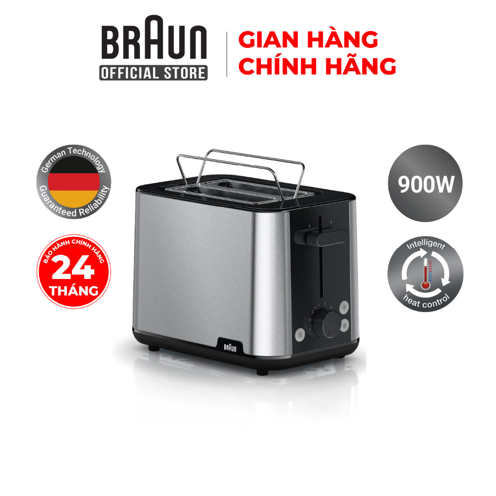 Máy nướng bánh mì Braun HT1510BK-Hàng chính hãng bảo hành 24 tháng