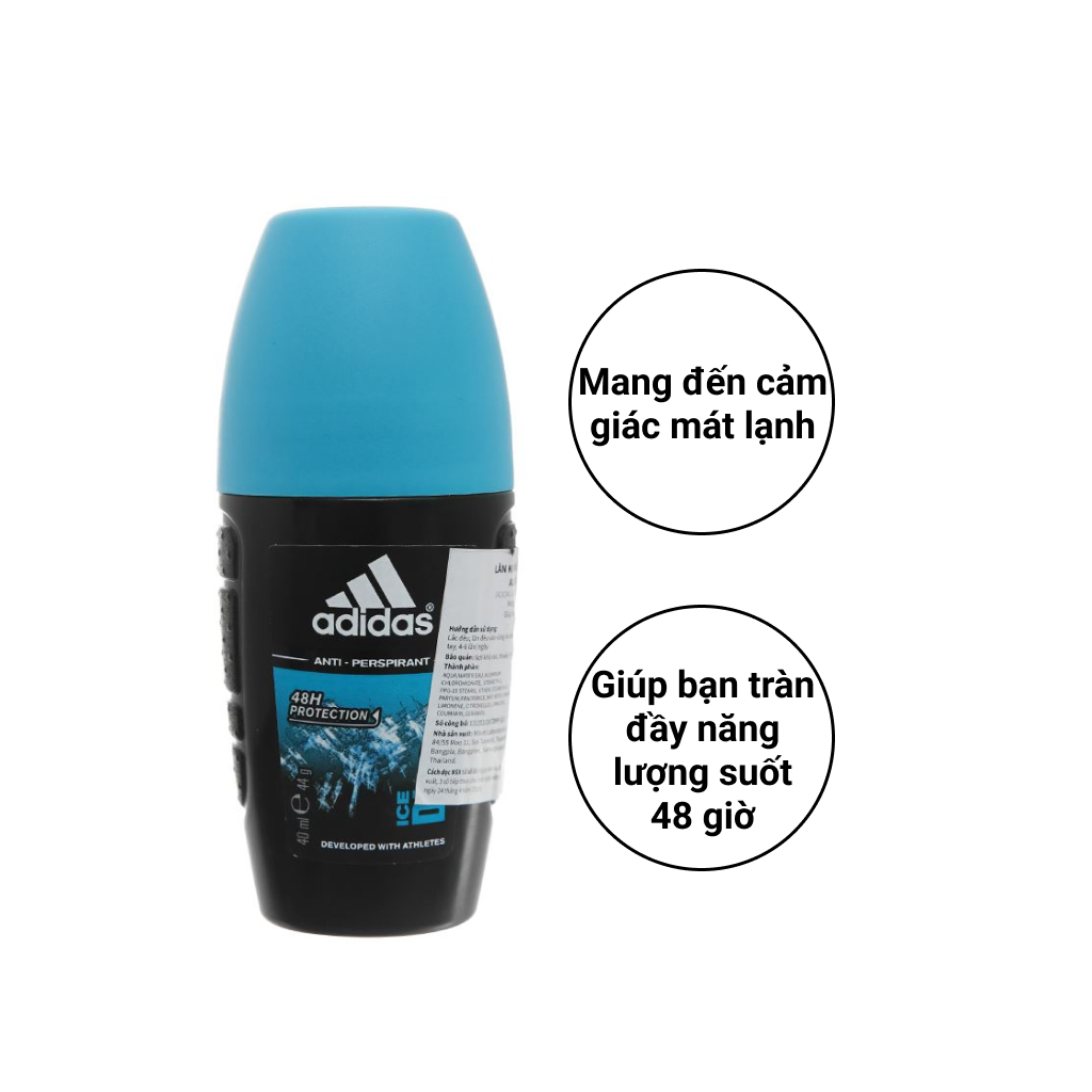 Lăn khử mùi nam Adidas ngăn mồ hôi 40ml-3 mùii