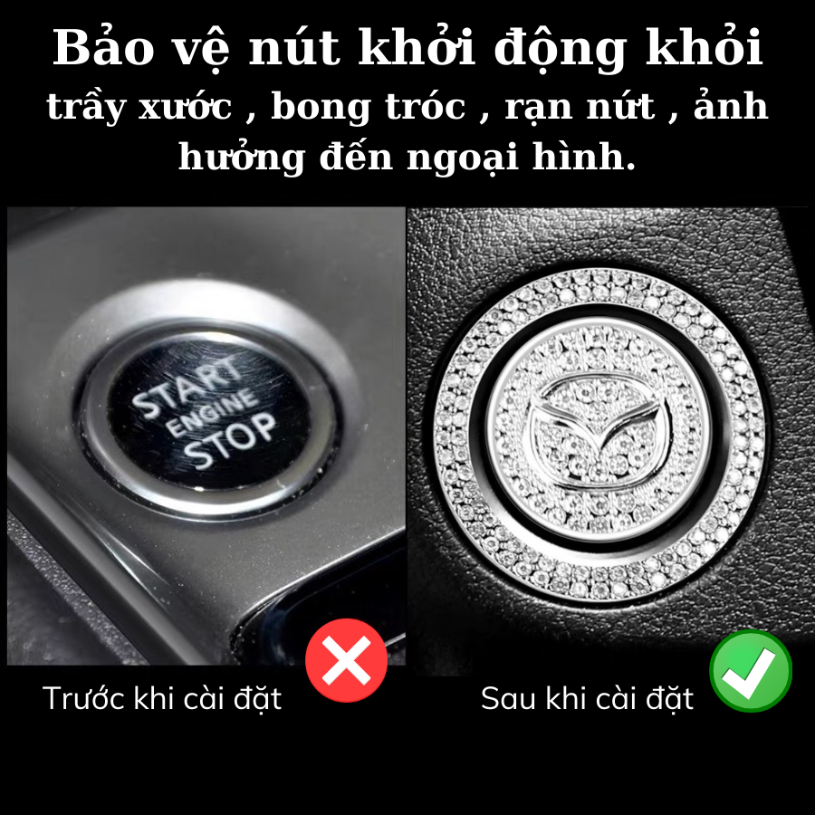 Đính đá Nút Start/Stop cho các hãng xe ô tô - Đính đá Sang trọng ô tô