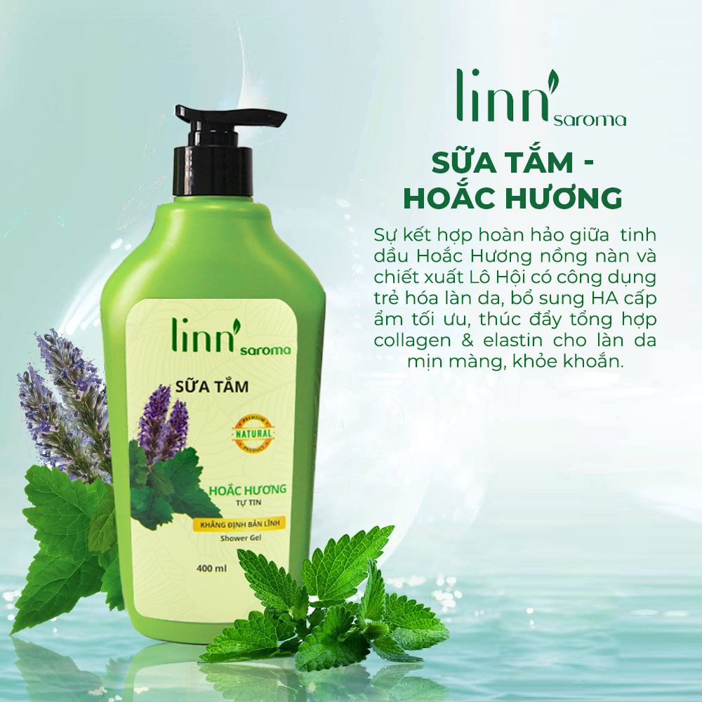 Linn'saroma - Sữa tắm Hoắc Hương tự tin 400ml giúp giảm lão hóa da và tạo độ ẩm