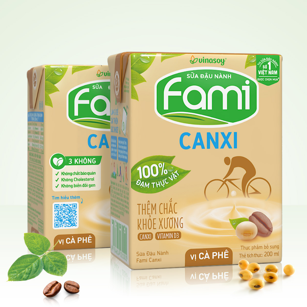 Thùng sữa đậu nành Fami Canxi Cà Phê (36 hộp x 200ml)