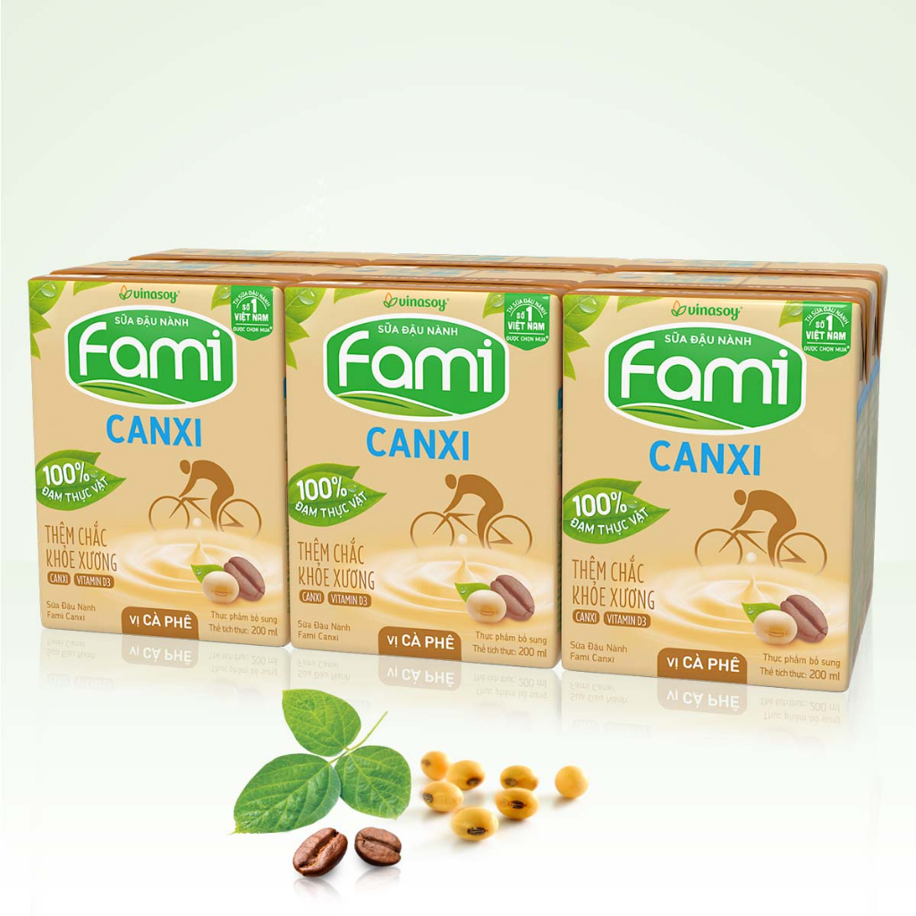 Thùng sữa đậu nành Fami Canxi Cà Phê (36 hộp x 200ml)