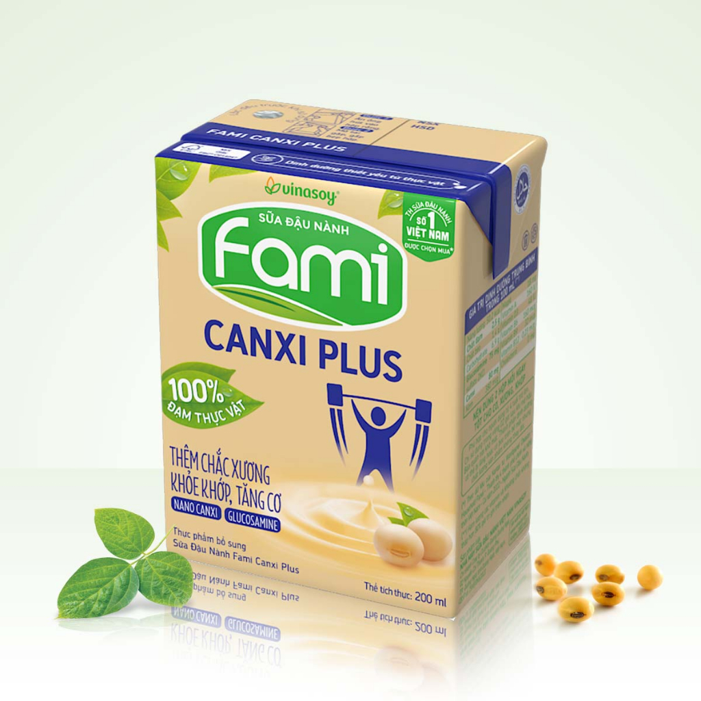 Thùng sữa đậu nành Fami Canxi Plus nguyên vị hộp (36 hộp x 200ml)