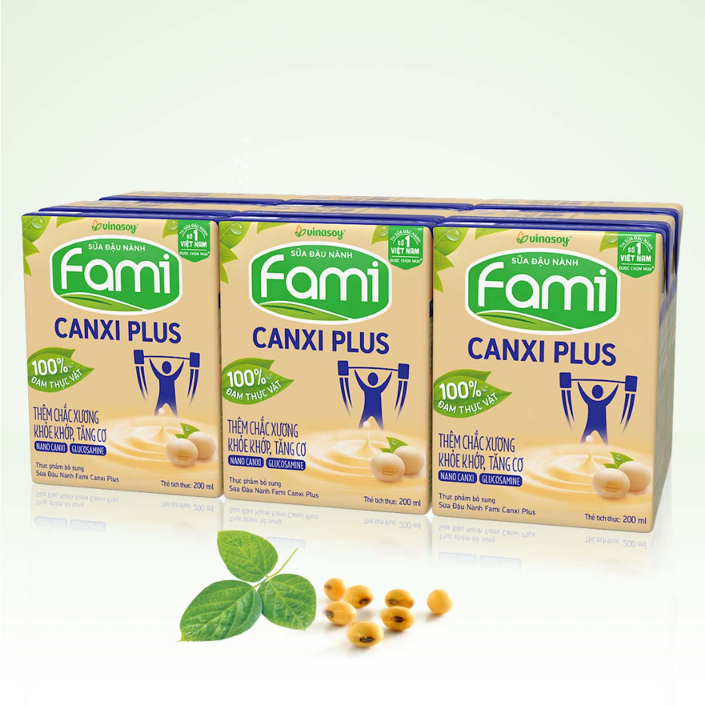 Thùng sữa đậu nành Fami Canxi Plus nguyên vị hộp (36 hộp x 200ml)