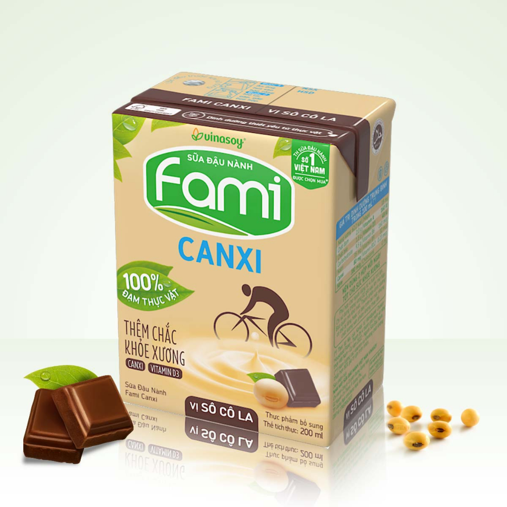 Thùng sữa đậu nành Fami Canxi Vị sô cô la hộp (36 hộp x 200ml)