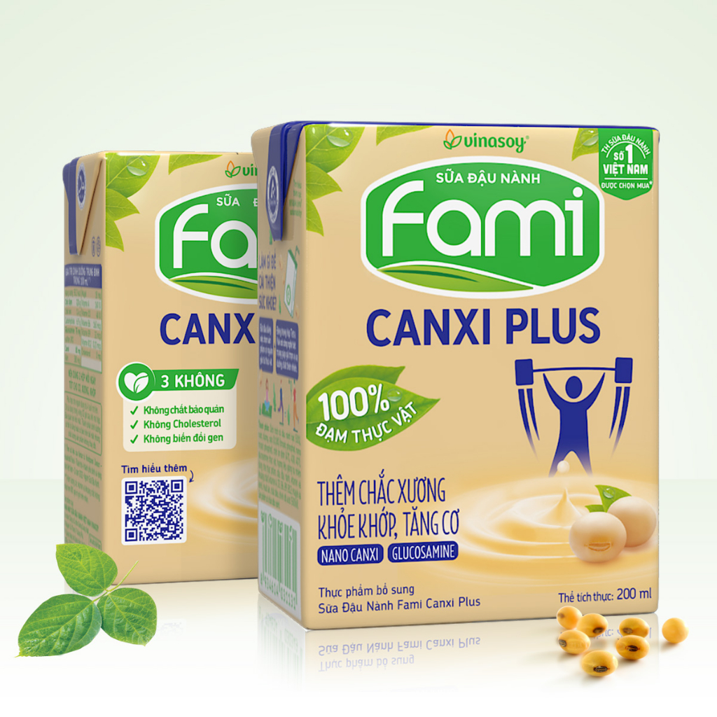 Thùng sữa đậu nành Fami Canxi Plus nguyên vị hộp (36 hộp x 200ml)