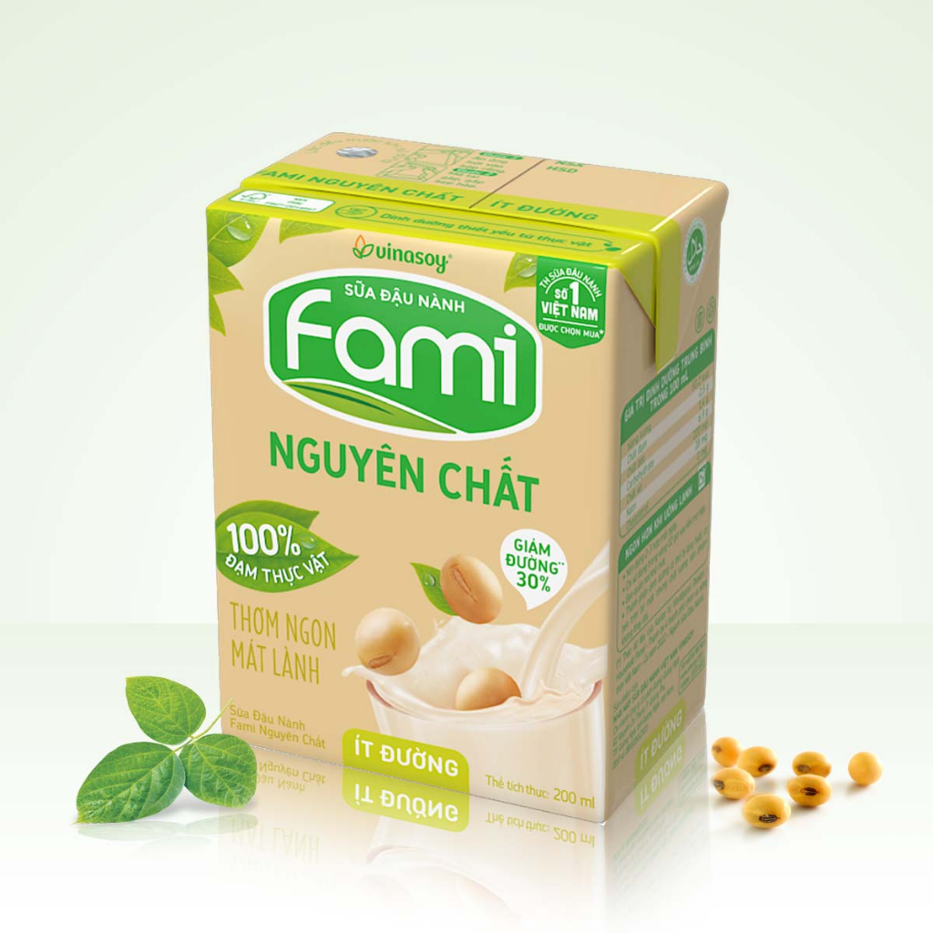 Thùng sữa đậu nành Fami Nguyên chất ít đường (36 hộp x 200ml)