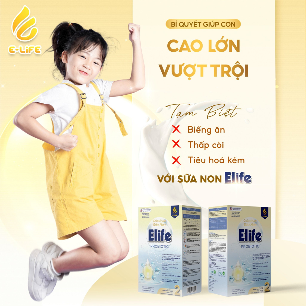 Mua 3 lon [ELIFE 2 PROBIOTIC] - Tặng 1 Siro + Bình lắc sữa cao cấp - Cho trẻ 1- 6 tuổi (800g)