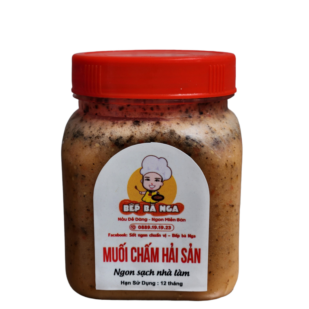 Muối chấm hải sản Bếp Bà Nga, muối ớt chanh Nha Trang, gia vị nước sốt chấm hoặc trộn gỏi - hủ 200ml