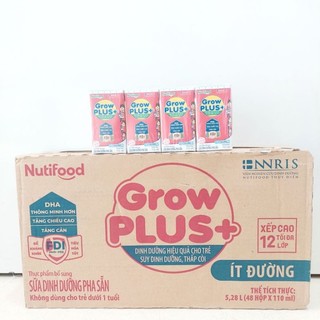 Thùng 48 hộp sữa Grow Plus+ ít đường loại 110ml/hộp cho bé từ 12 tháng tuổi