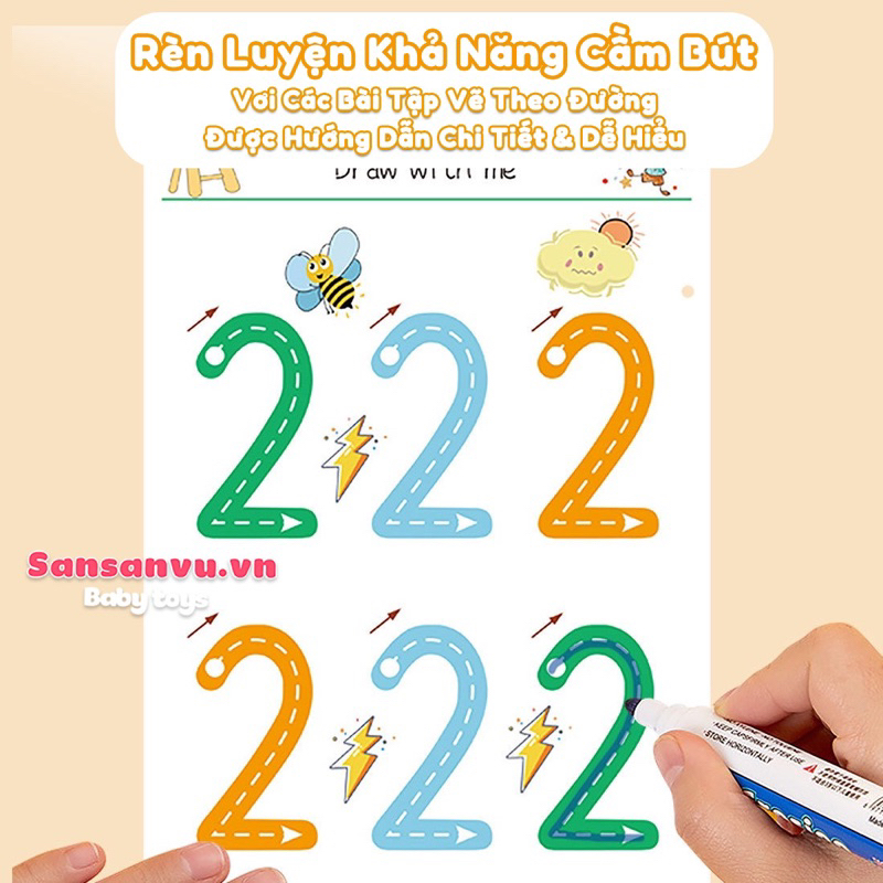 Đồ Chơi Giáo Dục Tập Tô Vẽ Thông Minh Viết Xóa Được, Sách Tô Xóa Thông Minh Cho Bé Kèm Bút Dạ Và Bông Xóa