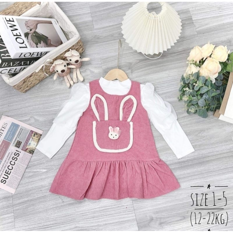 Set đầm yếm nhung tăm cho bé (10-20kg)