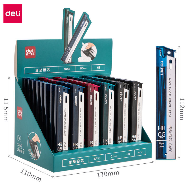 Ruột bút chì, ngòi bút chì 0.5mm HB Deli S456, phù hợp mọi loại bút | Phụ Kiện Sinh Viên,